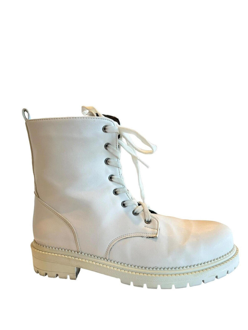 Combat Boots White Boots Lace Up/Side Zip 9.5 EU 40 Womens Unbranded.